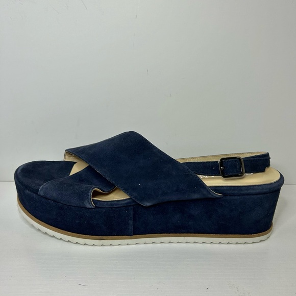 Cordani Kaylee Slingback Wedge Platform Navy Suede Criss Cross Strap Sz 41 EU - Picture 12 of 15